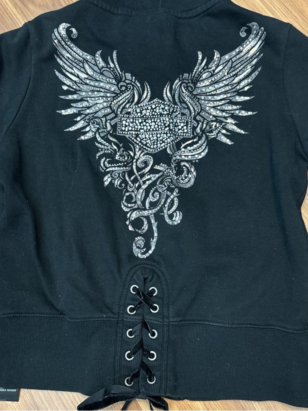 Harley-Davidson Black Hoodie with Silver Script Accents - Picture 4 of 4